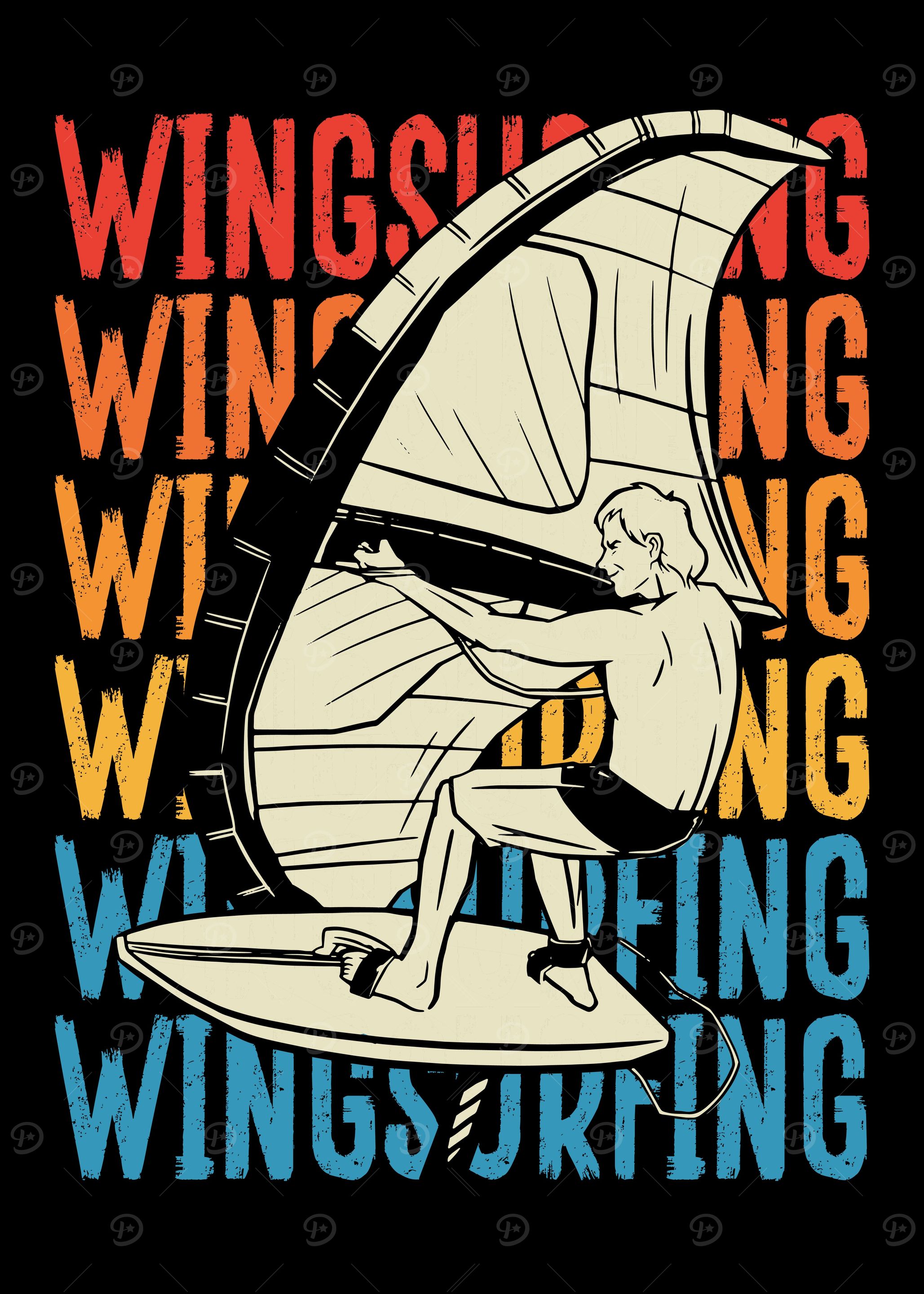 Wingsurfing man colorful s