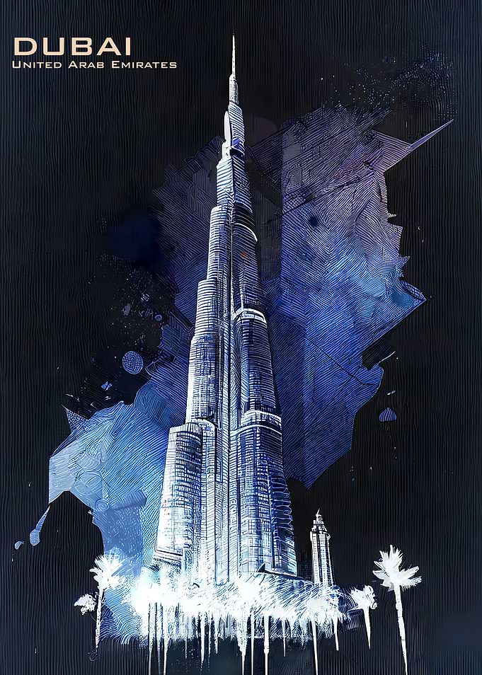 Dubai at Night Poster Art