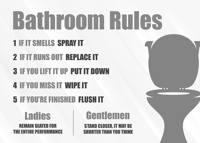 Bathroom Rules Funny Sign