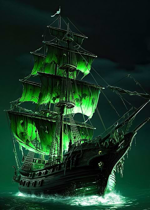 Eerie Ghost Ship — man cave metal poster