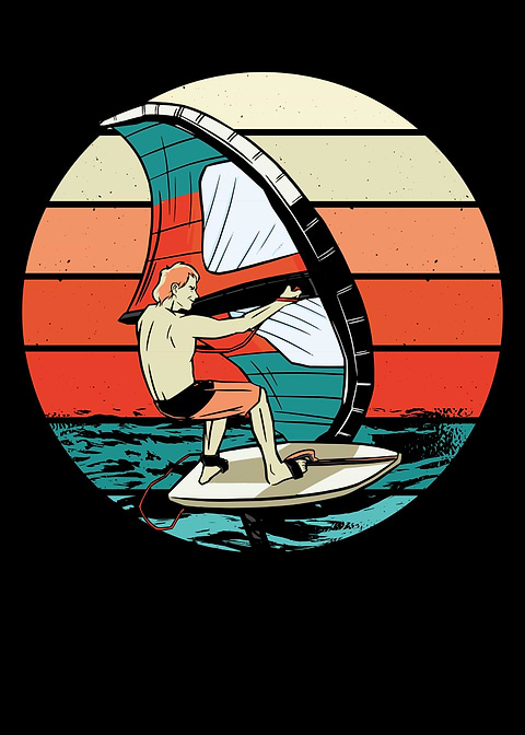 Wingsurfing man sunset