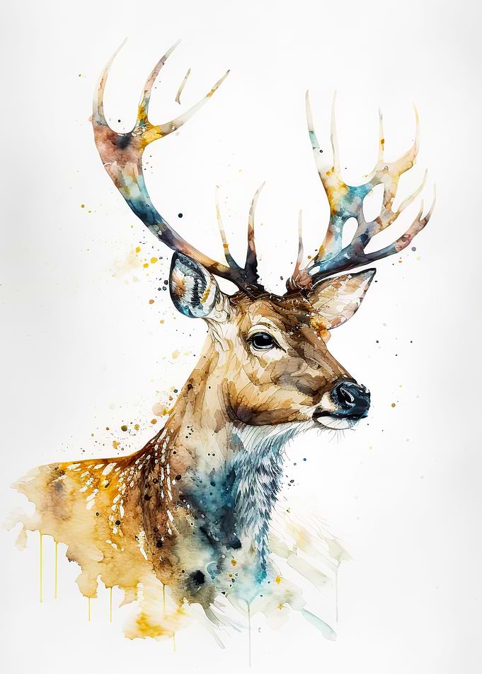 watercolour deer