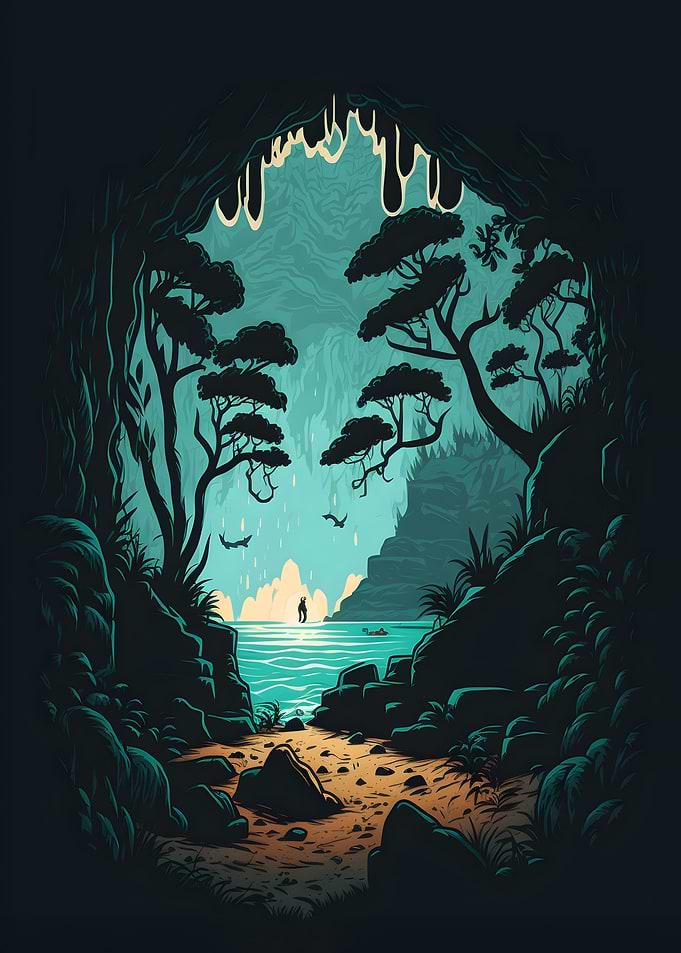 Cave Ocean Vintage Style