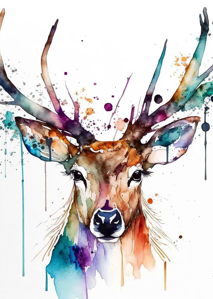 watercolour deer