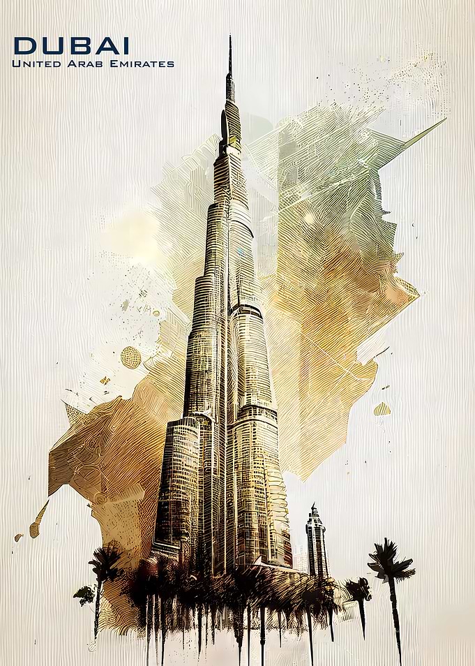 Dubai Skyline Poster Art