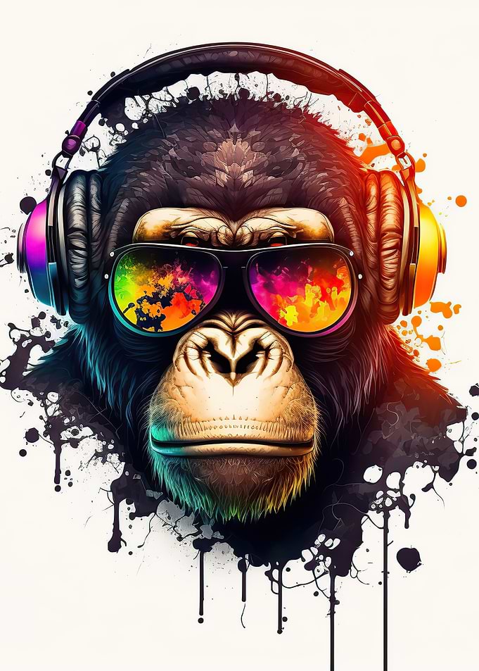 Monkey headphone dj music