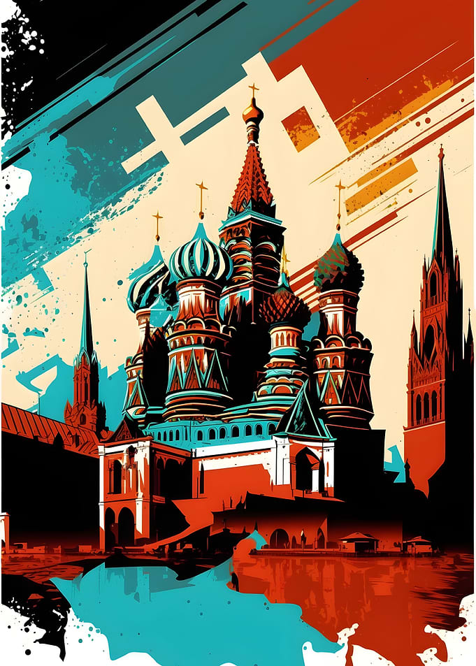 Kremlin of Moscow Pop Art