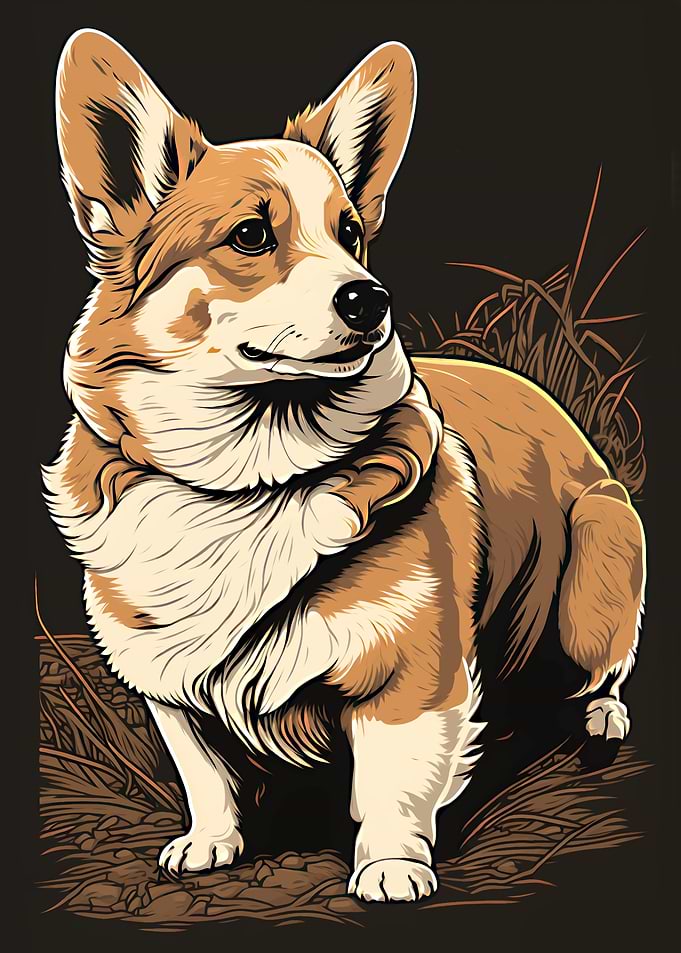 Corgi abstract art