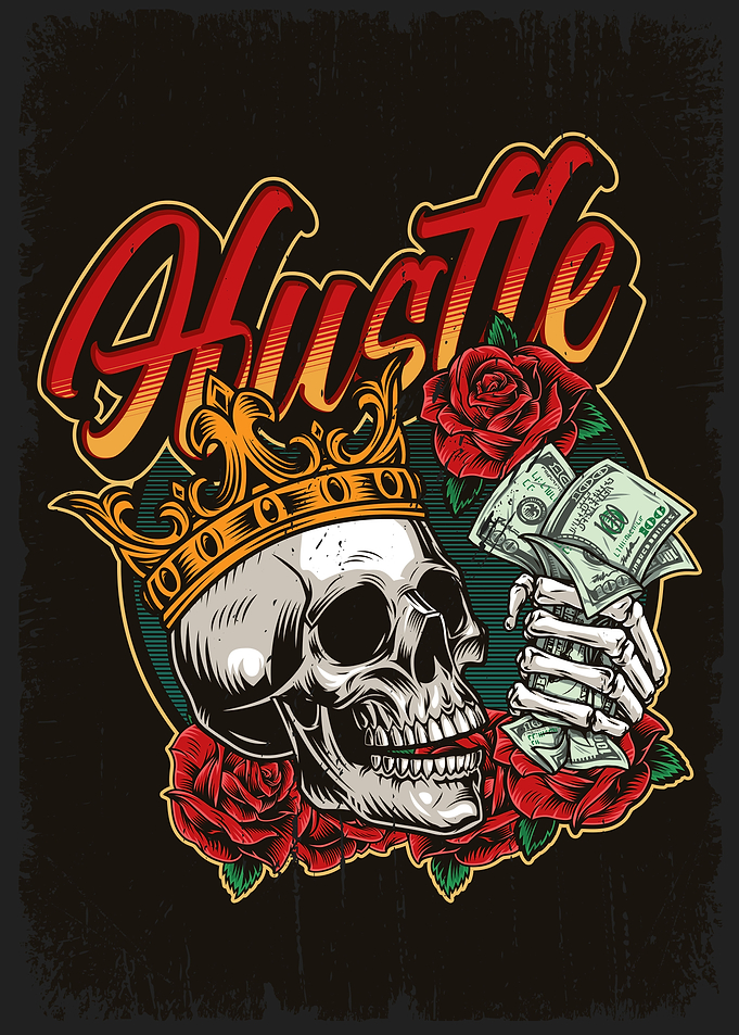 Hustle Hard Skull Money