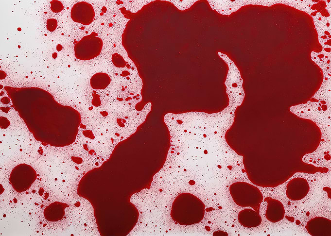 Blood puddle stains drying