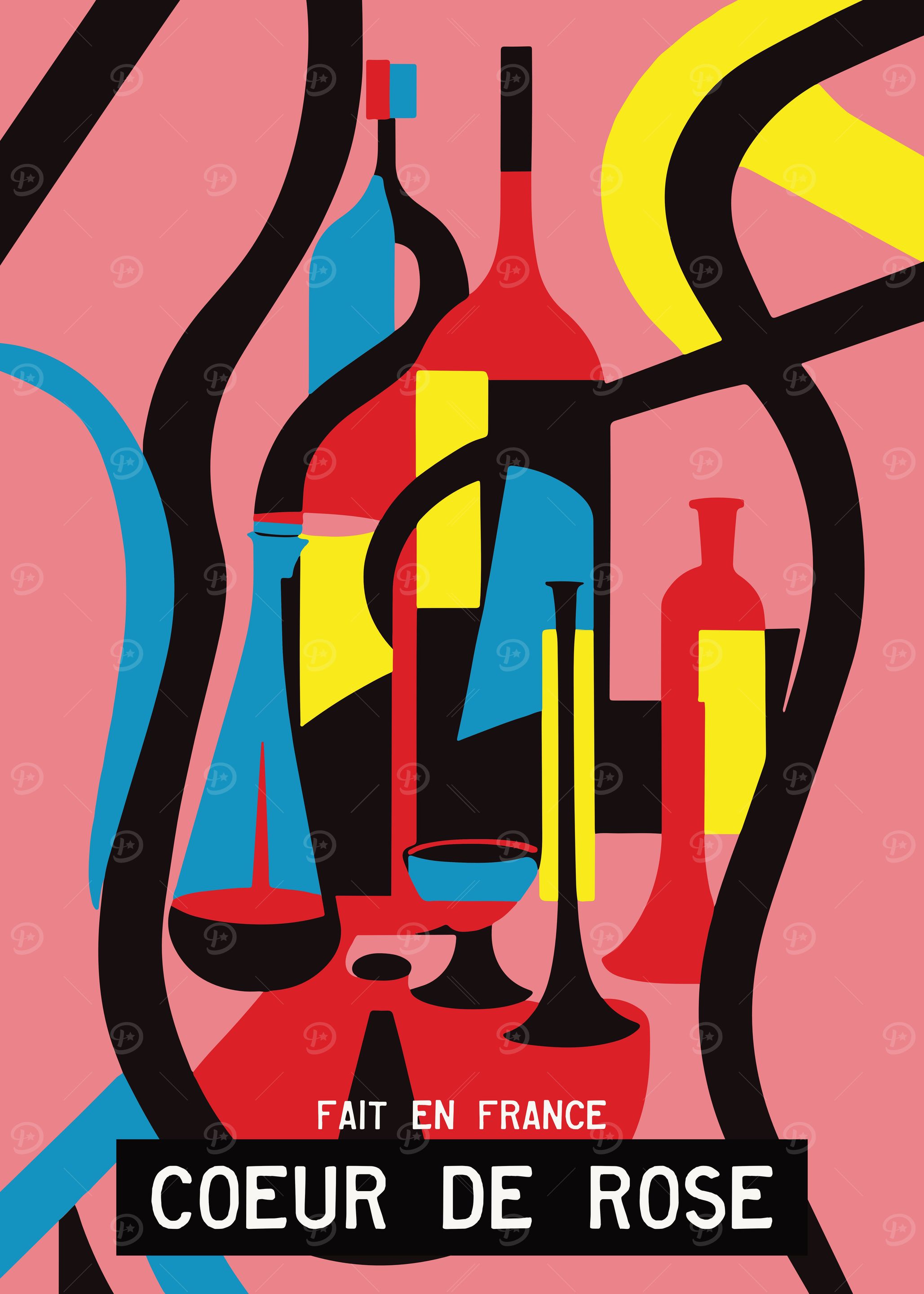 Colorful Wine Poster