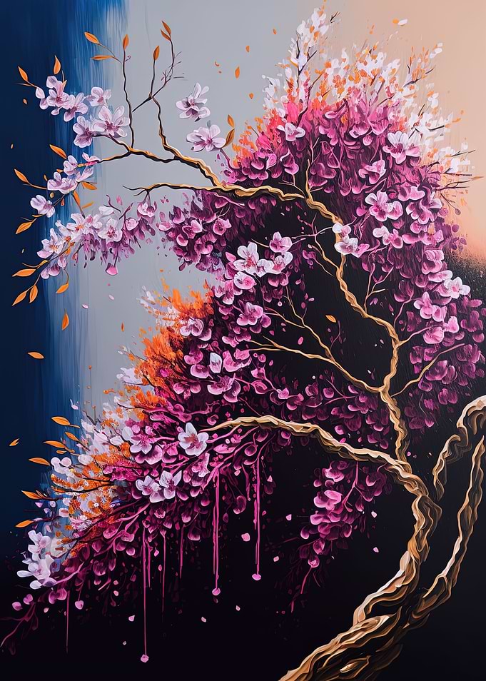 Floral Birch Tree purple