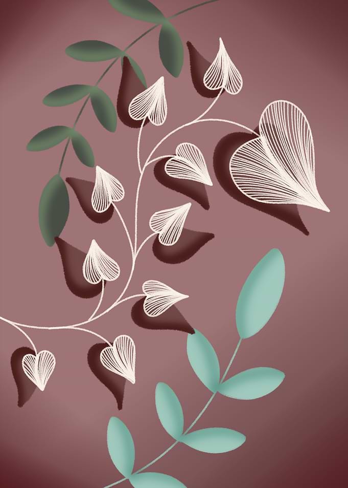 Leaf Heart Line Art