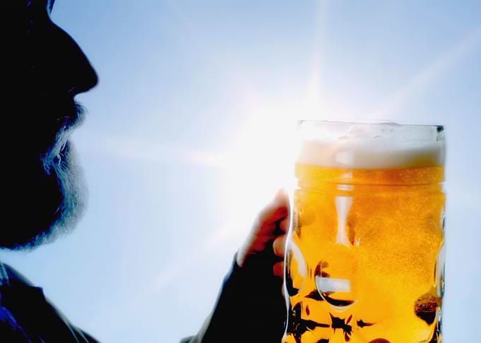 Silhouette sun beer big he