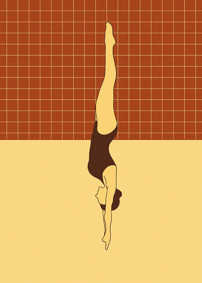 Swimming girl jumping