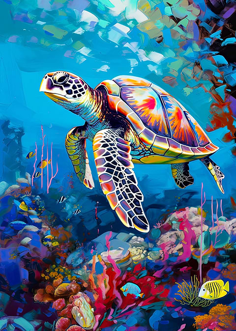 Sea Turtle Symphony — kids room metal wall art