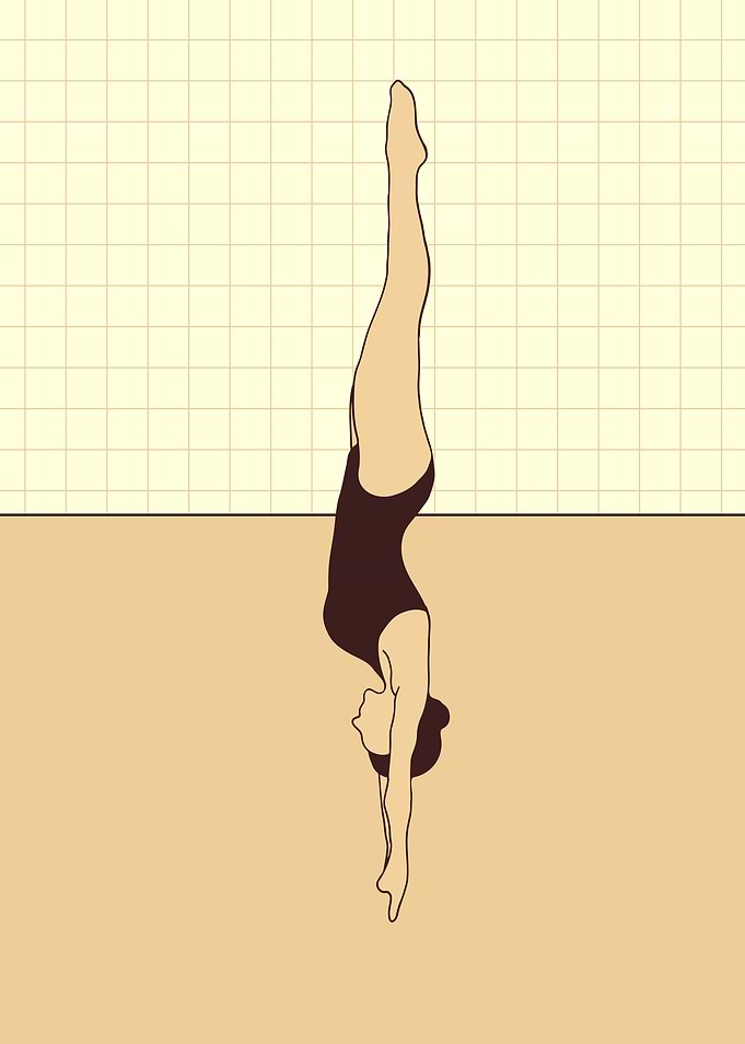 Woman jumping in the pool