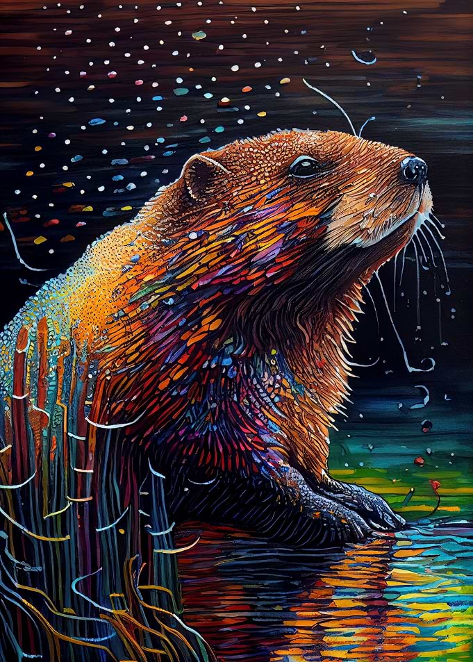 Beaver Ink Painting
