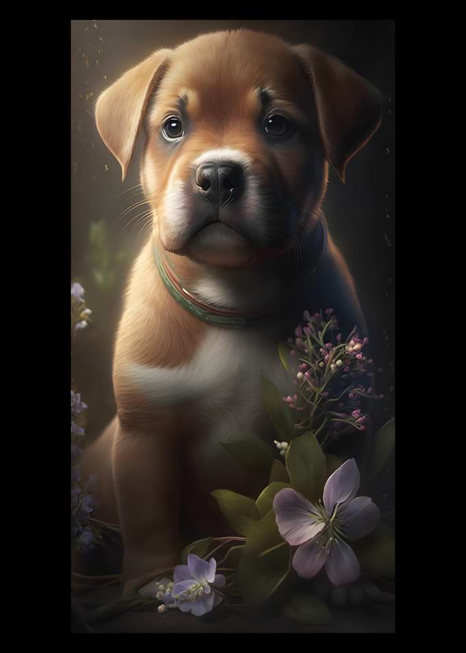 Cute Dog with Flowers