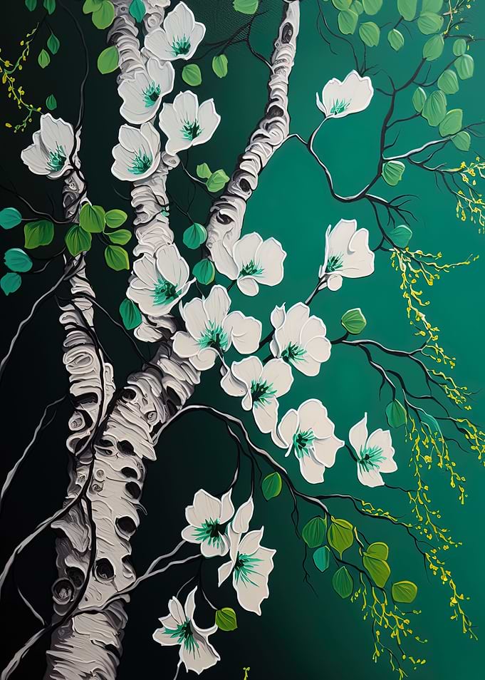 Birch Tree white an green