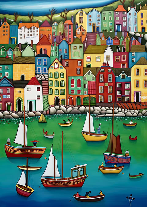 Boat Scene — living room metal wall art