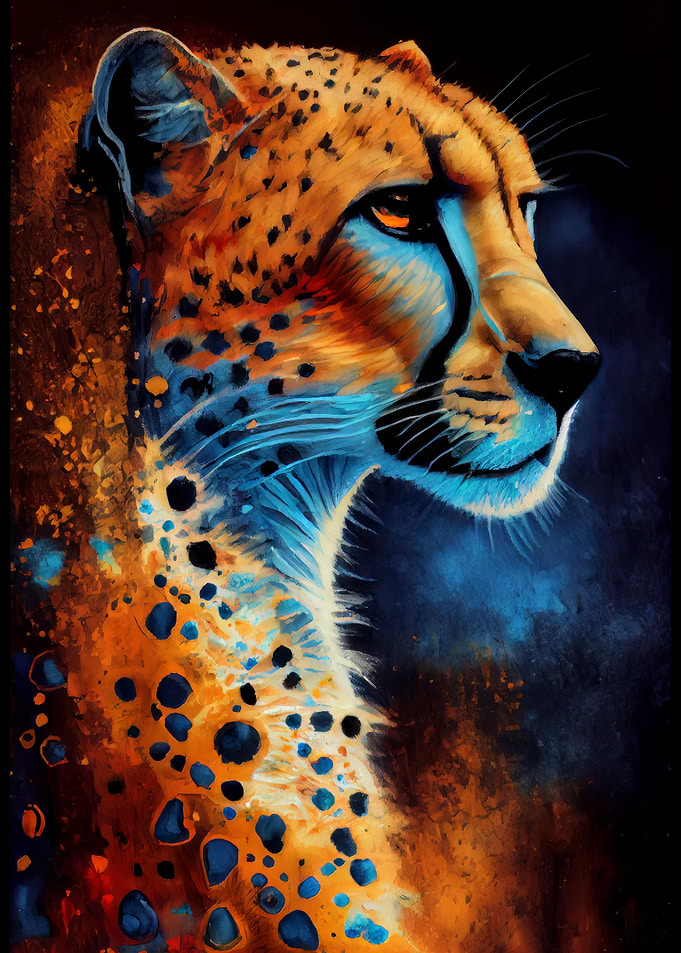 Cheetah Ink Painting