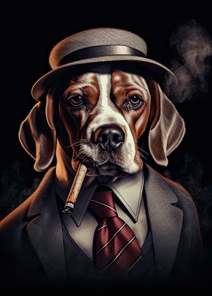 Beagle in a Gangster Suit