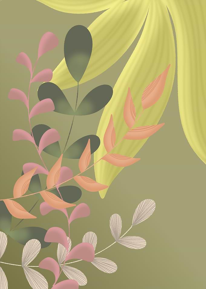 Botanical Leaves Line Art