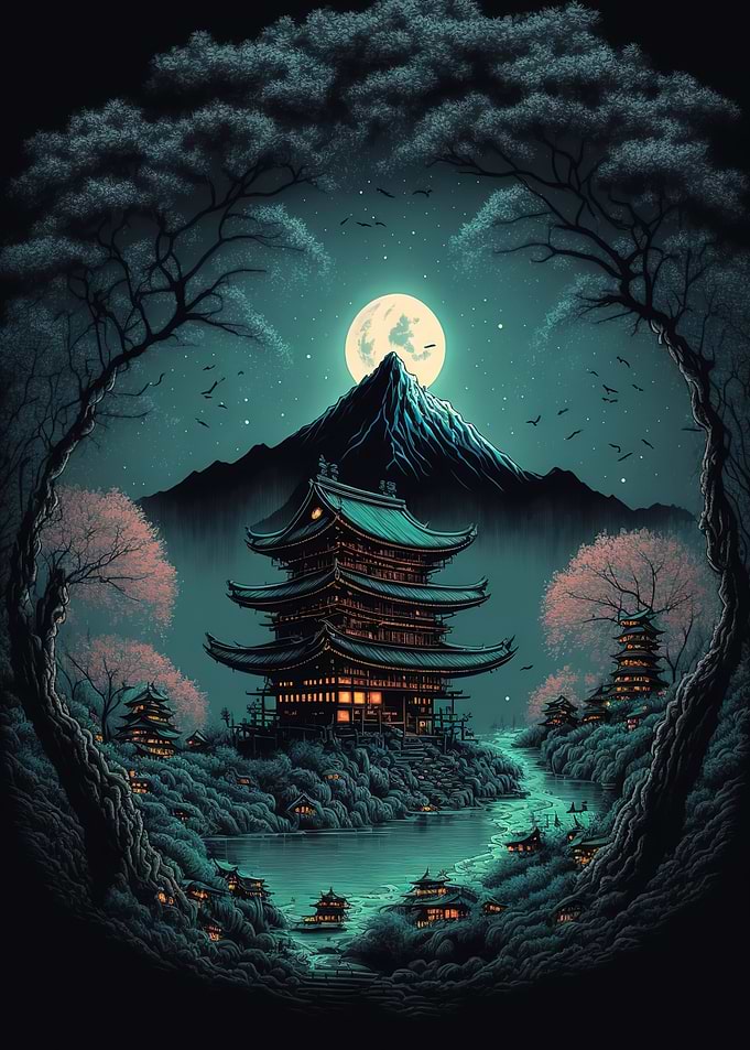 japanese night landscape