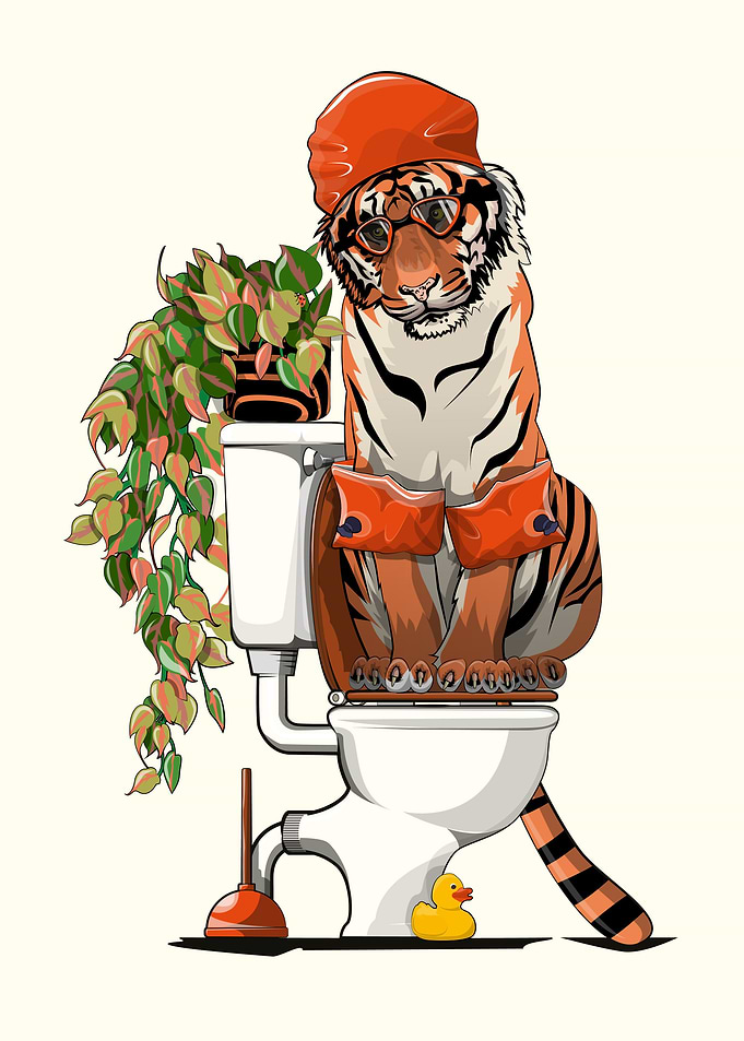 Tiger Using the toilet