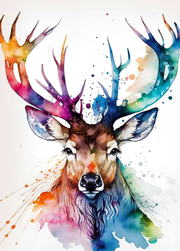 watercolour deer