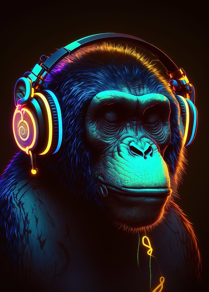 Monkey headphone dj music