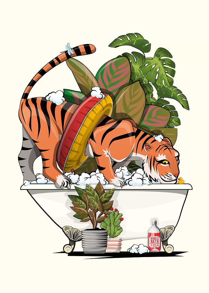 Tiger taking a Bath