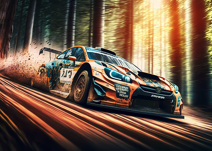 Forest rally car race