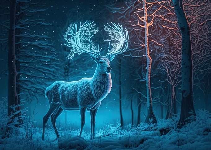 Magical deer in nature