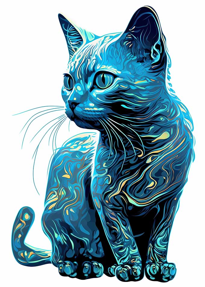 Trippy Blue Cat