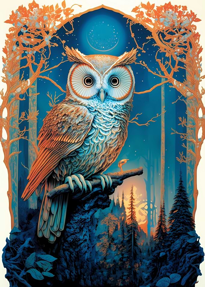 Owl Winter Forest
