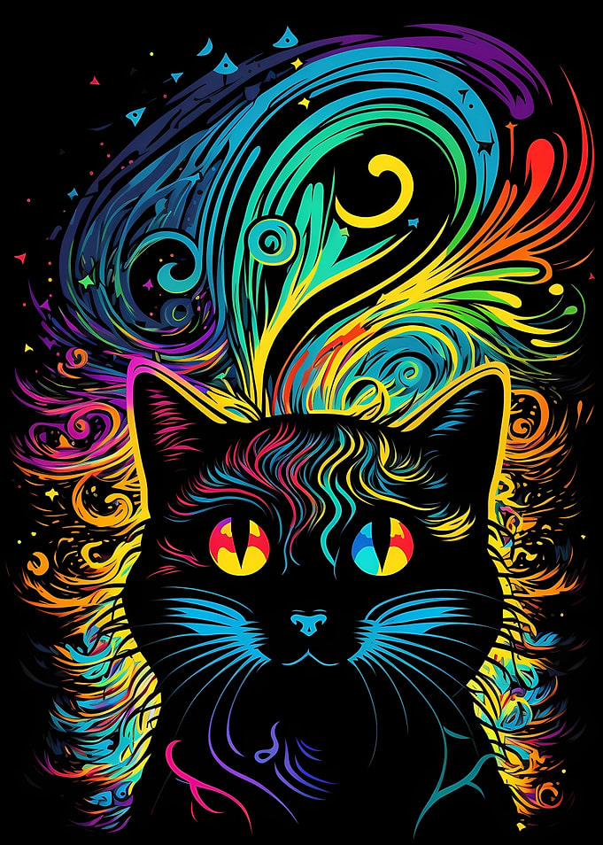 Trippy Black Cat