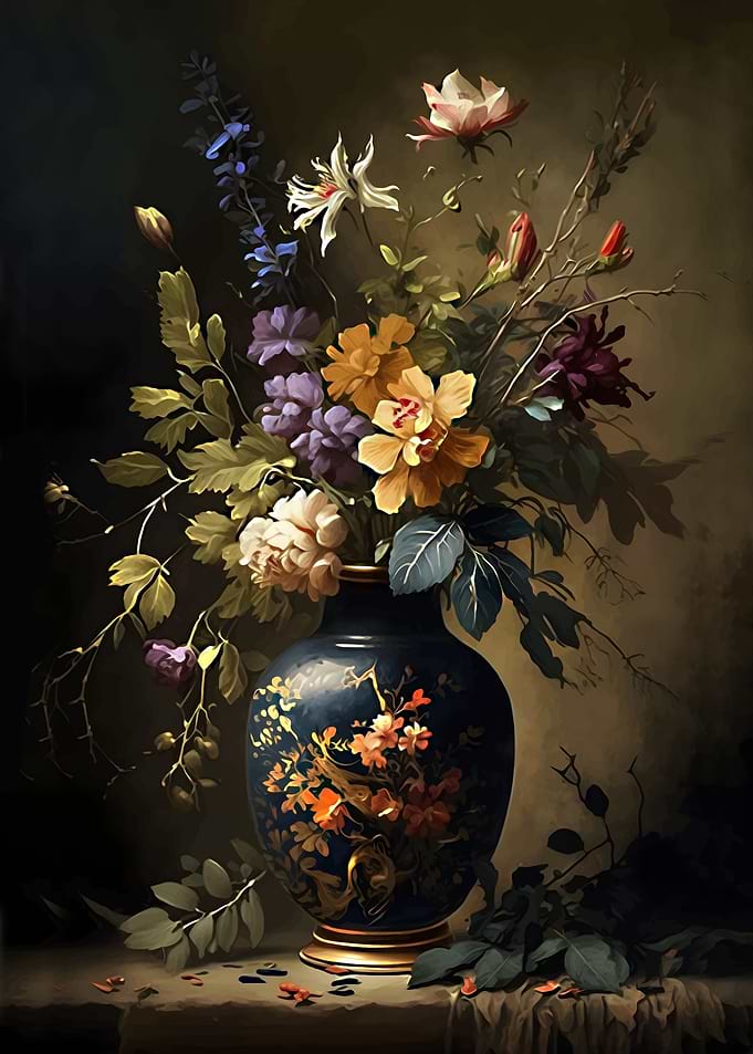 vase of flowers painting