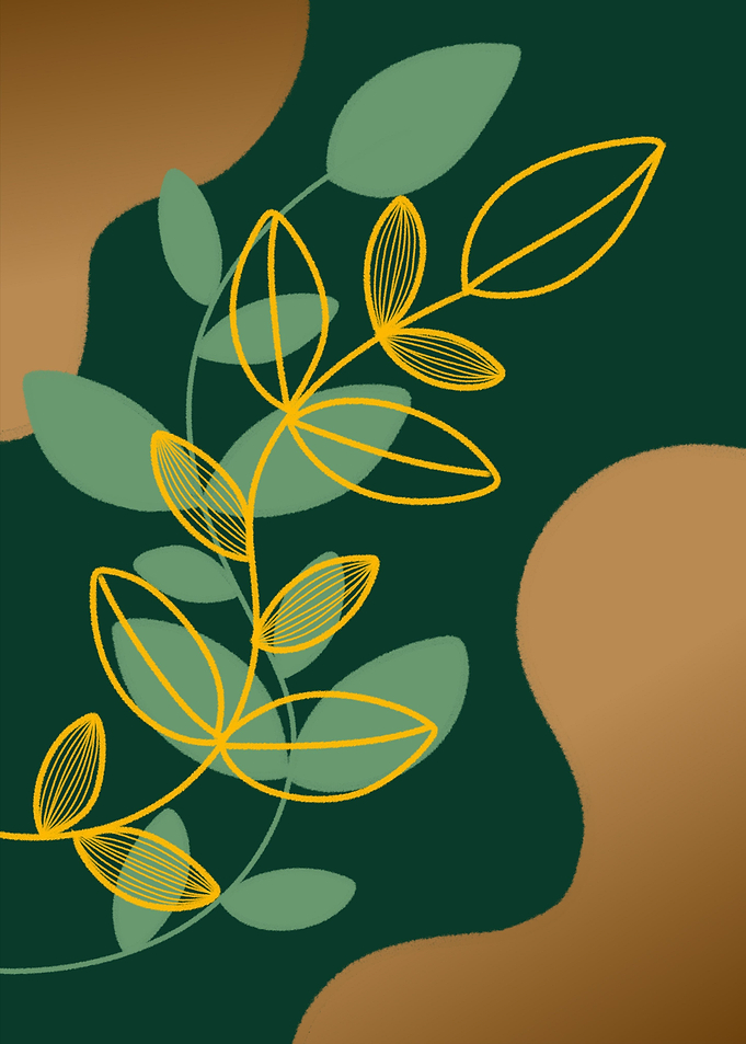 Yellow Leaves Line Art