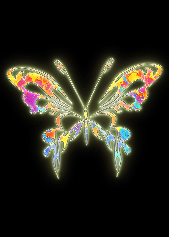 Neon water color butterfly