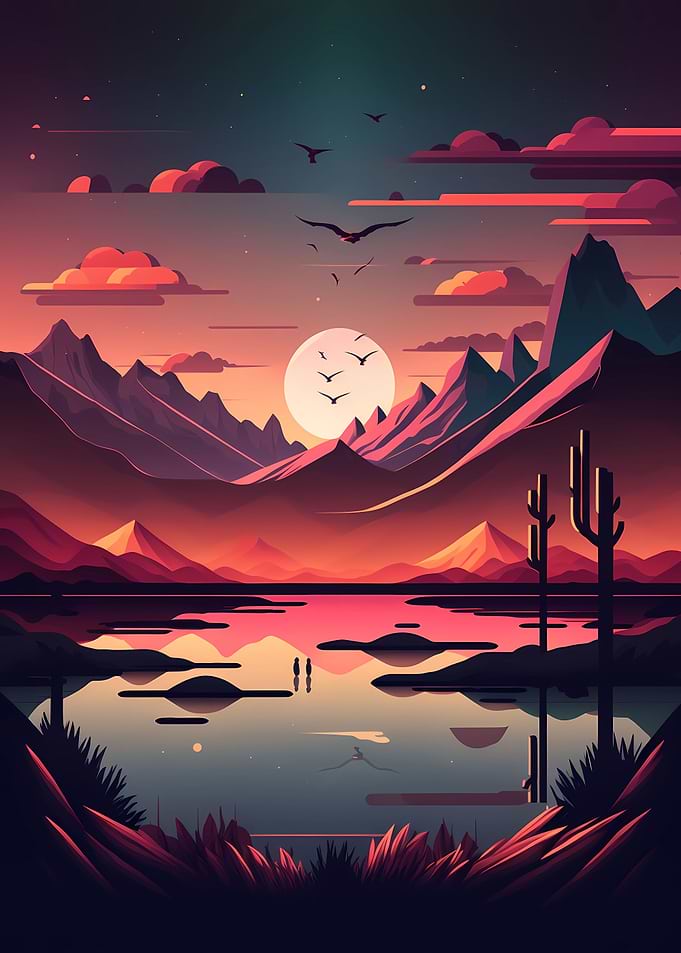 Flat Design Sunset