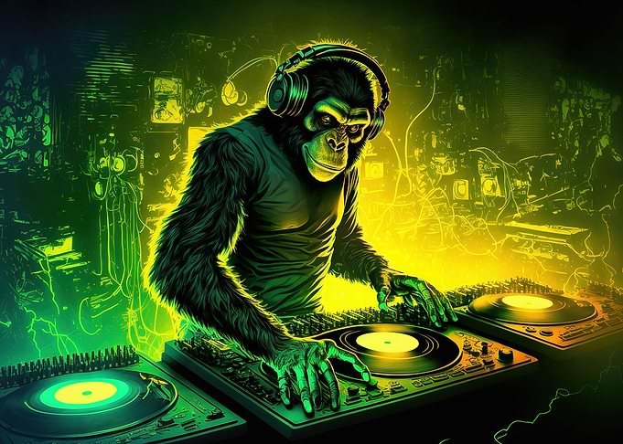 Monkey headphone dj music