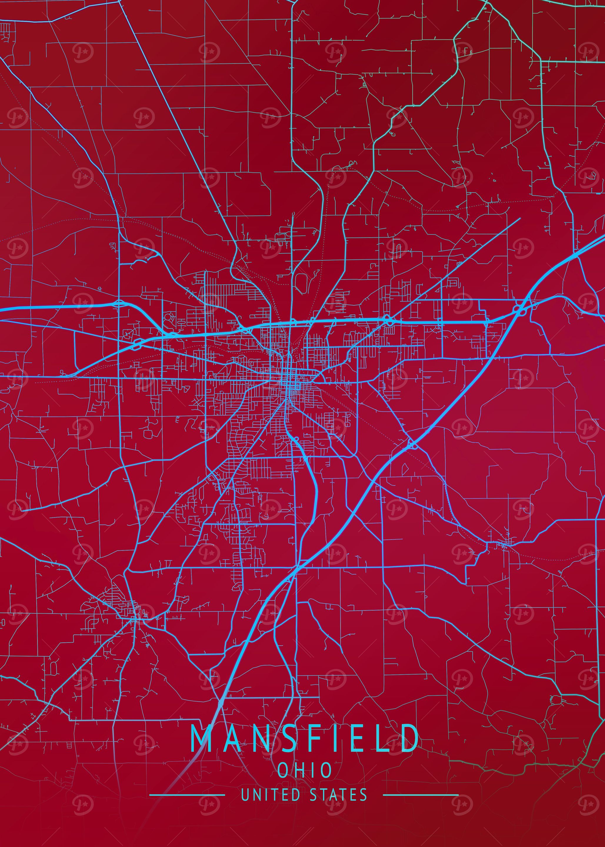 Mansfield USA City Map