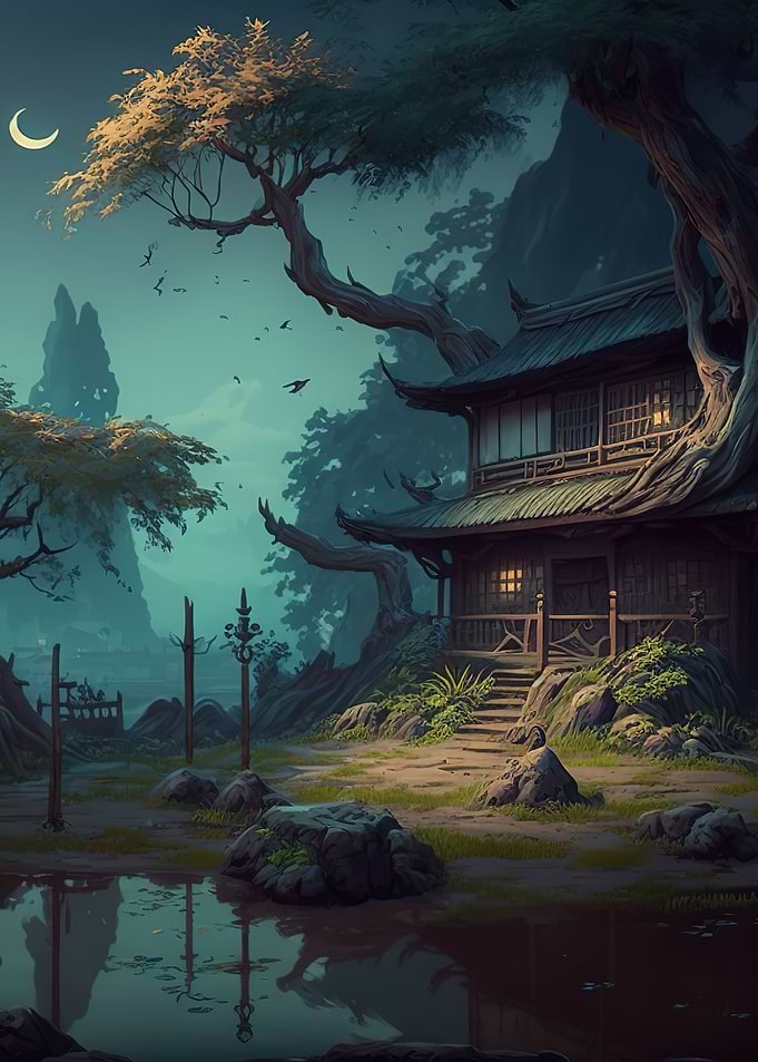 japanese night landscape
