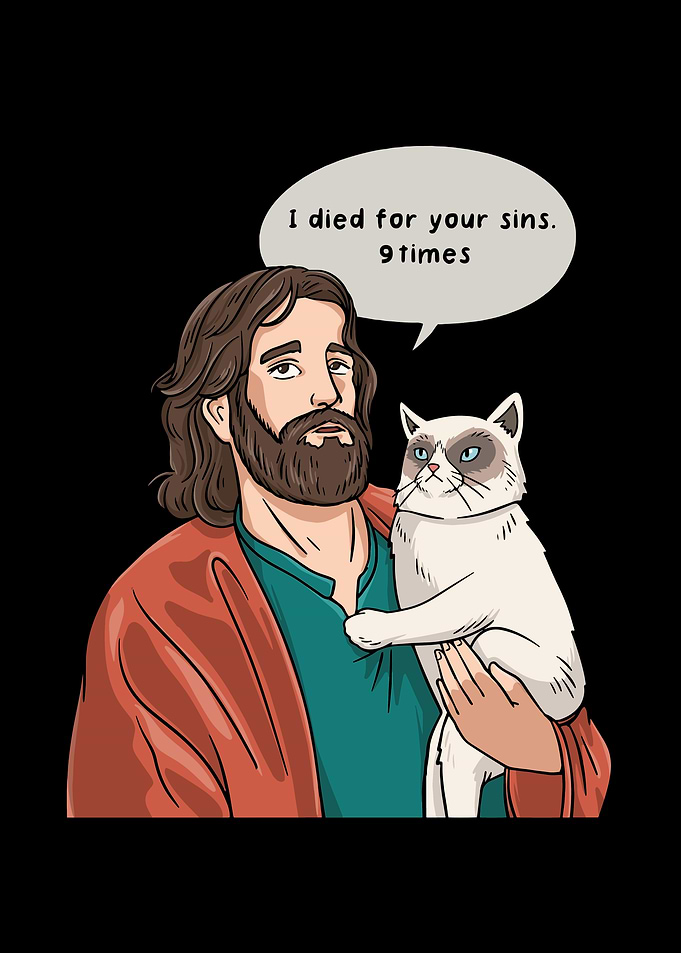 Cat as Jesus Humour for a