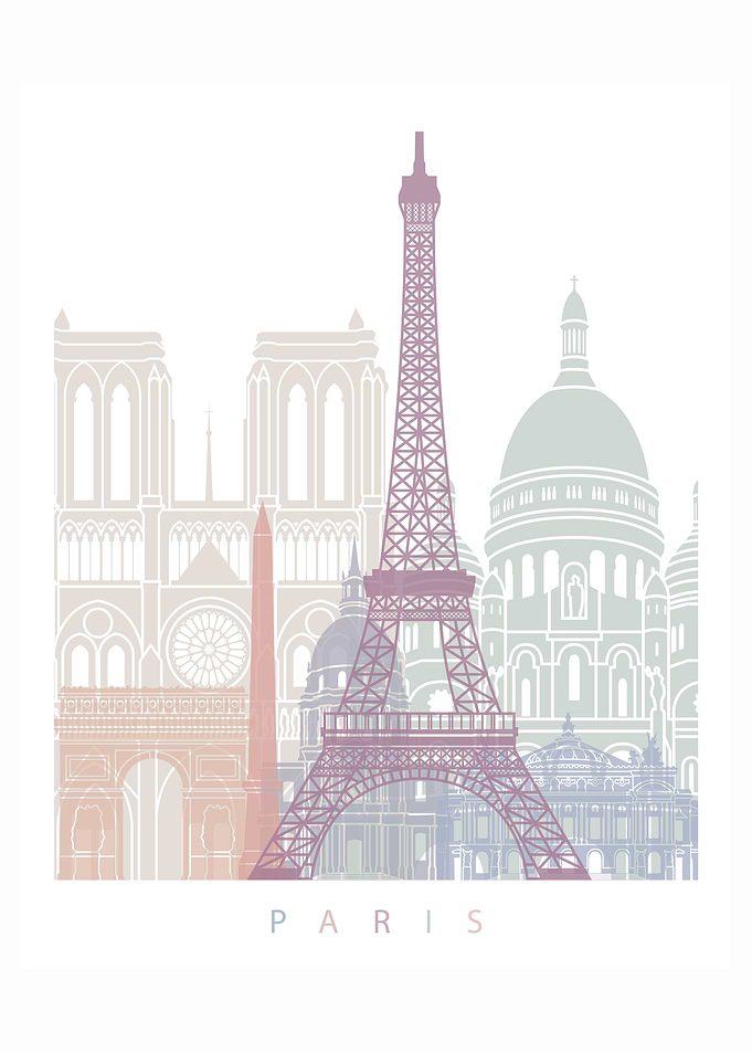 Paris skyline pastel