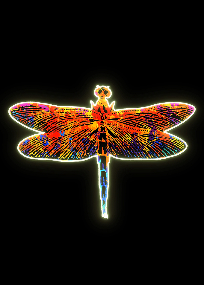 Neon water color Dragonfly