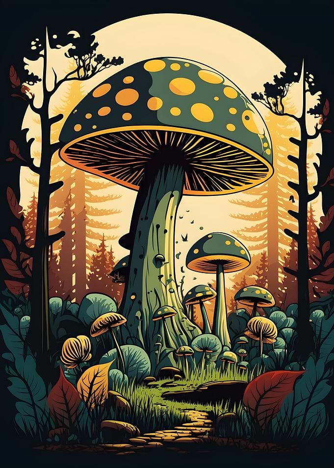 Big Mushroom in the Forest