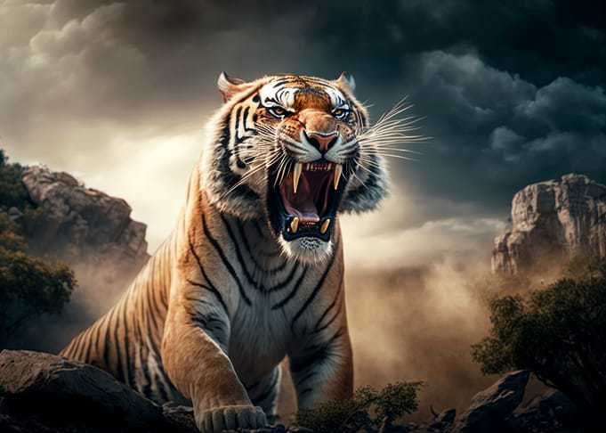 Aggressive angry Tiger